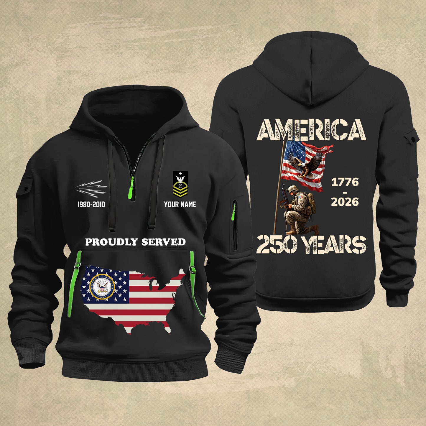 Navy Rating - Personalized America 250 Years Zip Hoodie Multicolor, Custom U.S. Soldier Branch Hoodie, Happy Independence Day, 4th Of July Zip Hoodie - 1769040002