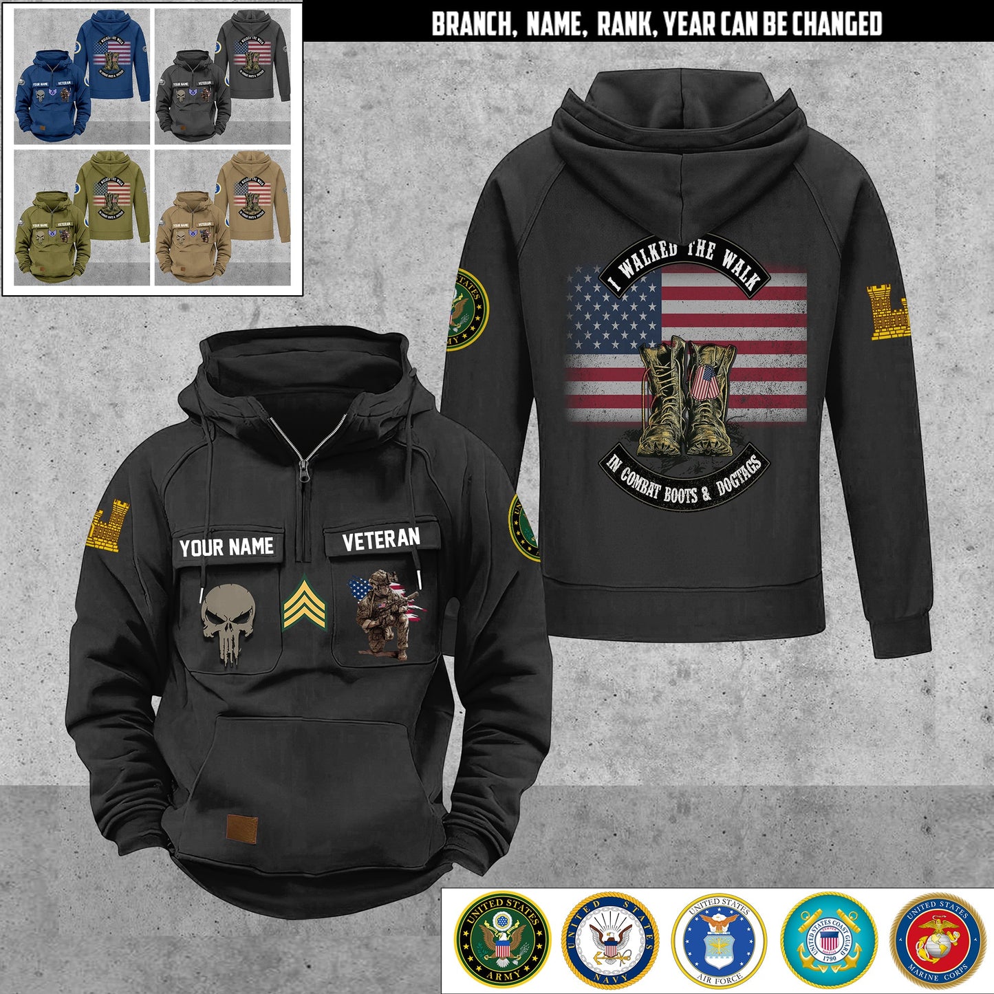 Army Branch - Personalized US Soldier/ Veteran Vintage Hoodie All Over Printed - 17494272