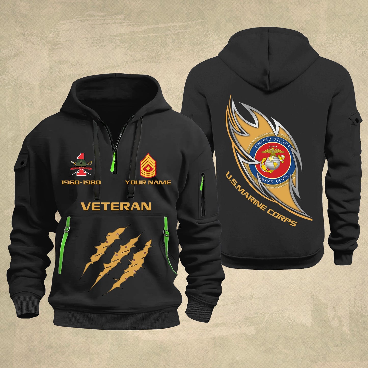 Marines Battalions - Personalized US Soldier/ Veteran With Name And Rank Zip Hoodie Multicolor - 17361216