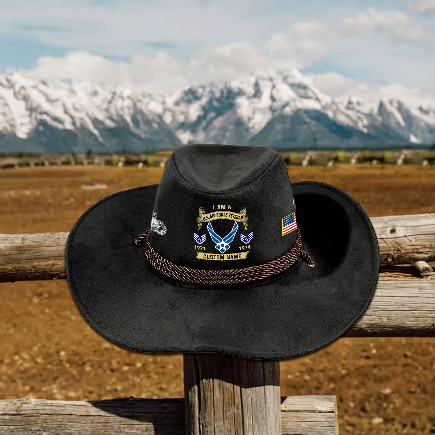 Air Force Badge - Personalized US Soldier/ Veteran With Rank, Name and Year Cowboy Hat - 1776902402
