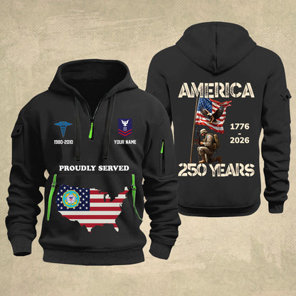 Coast Guard Rating - Personalized America 250 Years Zip Hoodie Multicolor, Custom U.S. Soldier Branch Hoodie, Happy Independence Day, 4th Of July Zip Hoodie - 1769040002