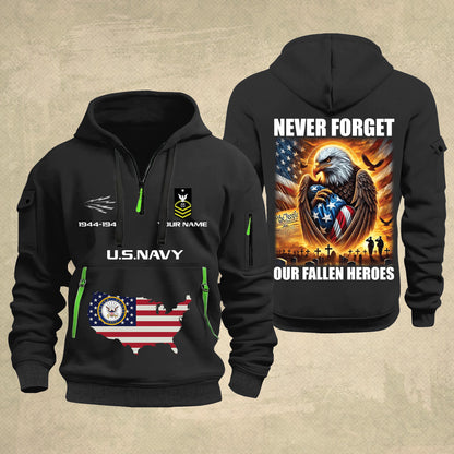 Navy Rating - Never Forget Our Fallen Heroes 250th USA – Personalized Zip Hoodie Multicolor, 4th of July Zip Hoodie Multicolor, Custom Military Zip Hoodie Multicolor - 17692128