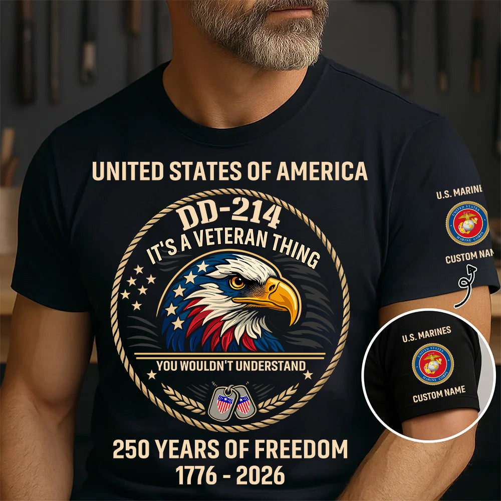 Marine Battalions - DD-214 It's A Veteran Things - Personalized Shirt, Custom Veteran Military Branch Shirt, 250th USA Tee, Independence Day Shirt, Veteran Shirt, 4th Of July Tee - 1776729602