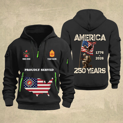 Marines Battalions - Personalized America 250 Years Zip Hoodie Multicolor, Custom U.S. Soldier Branch Hoodie, Happy Independence Day, 4th Of July Zip Hoodie - 1769040002
