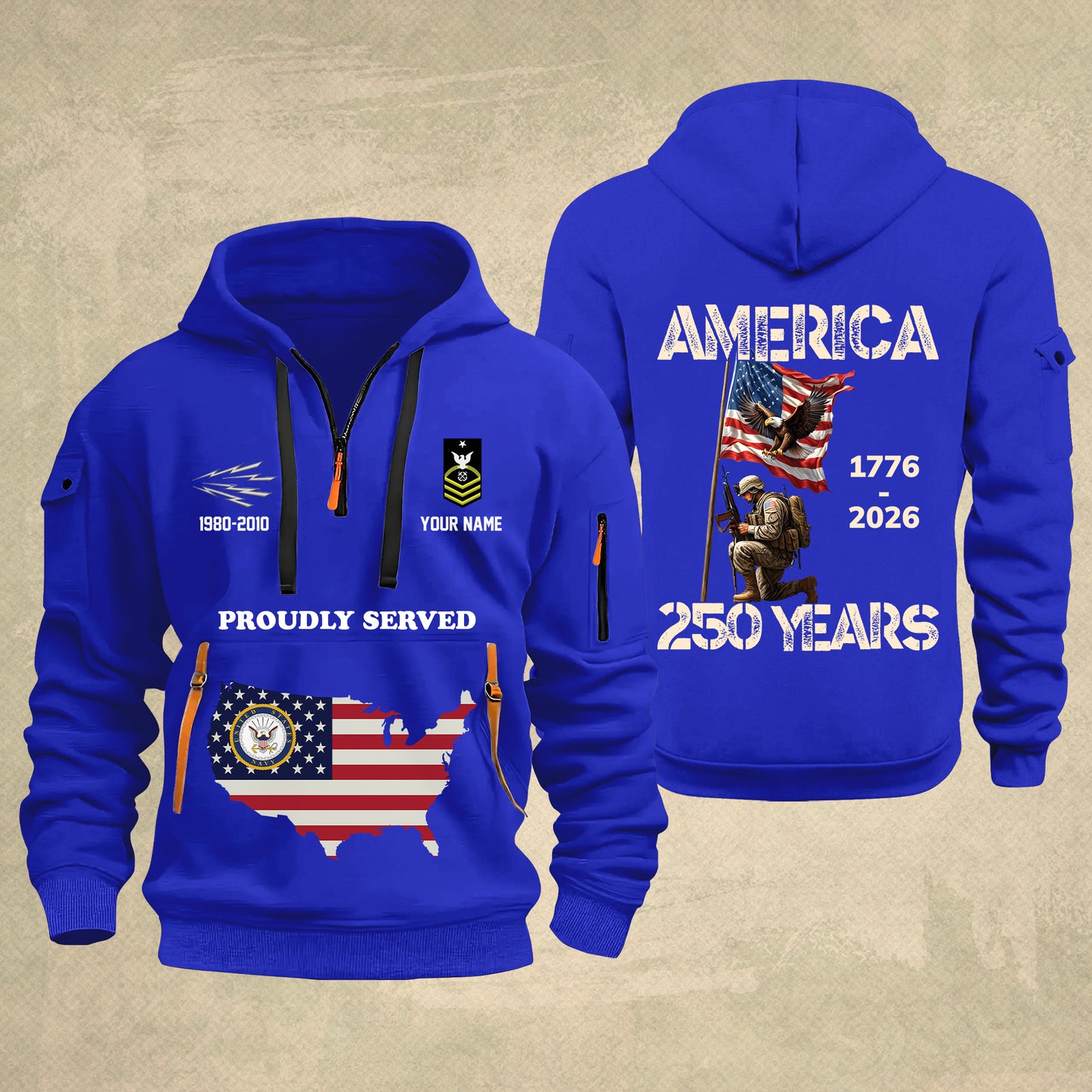 Navy Rating - Personalized America 250 Years Zip Hoodie Multicolor, Custom U.S. Soldier Branch Hoodie, Happy Independence Day, 4th Of July Zip Hoodie - 1769040002