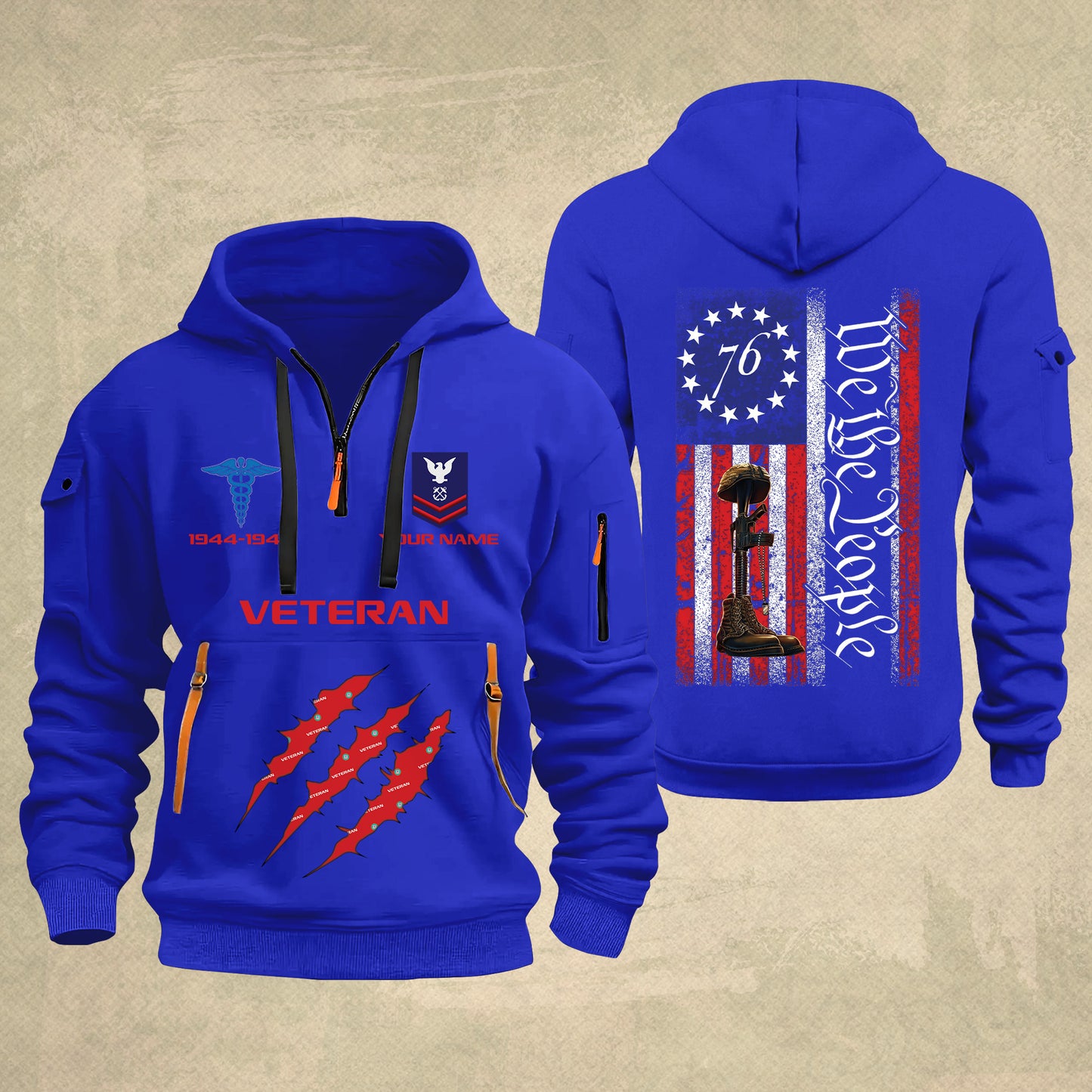 Coast Guard Rating - Personalized We The People 250th USA Zip Hoodie Multicolor – Custom Military Branch, 1776–2026, Custom Name - 17690400