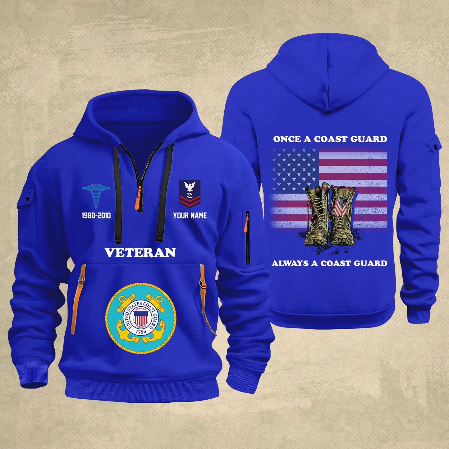 Coast Guard Rating - Personalized US Soldier/ Veteran With Name And Rank Zip Hoodie Multicolor - 17044128