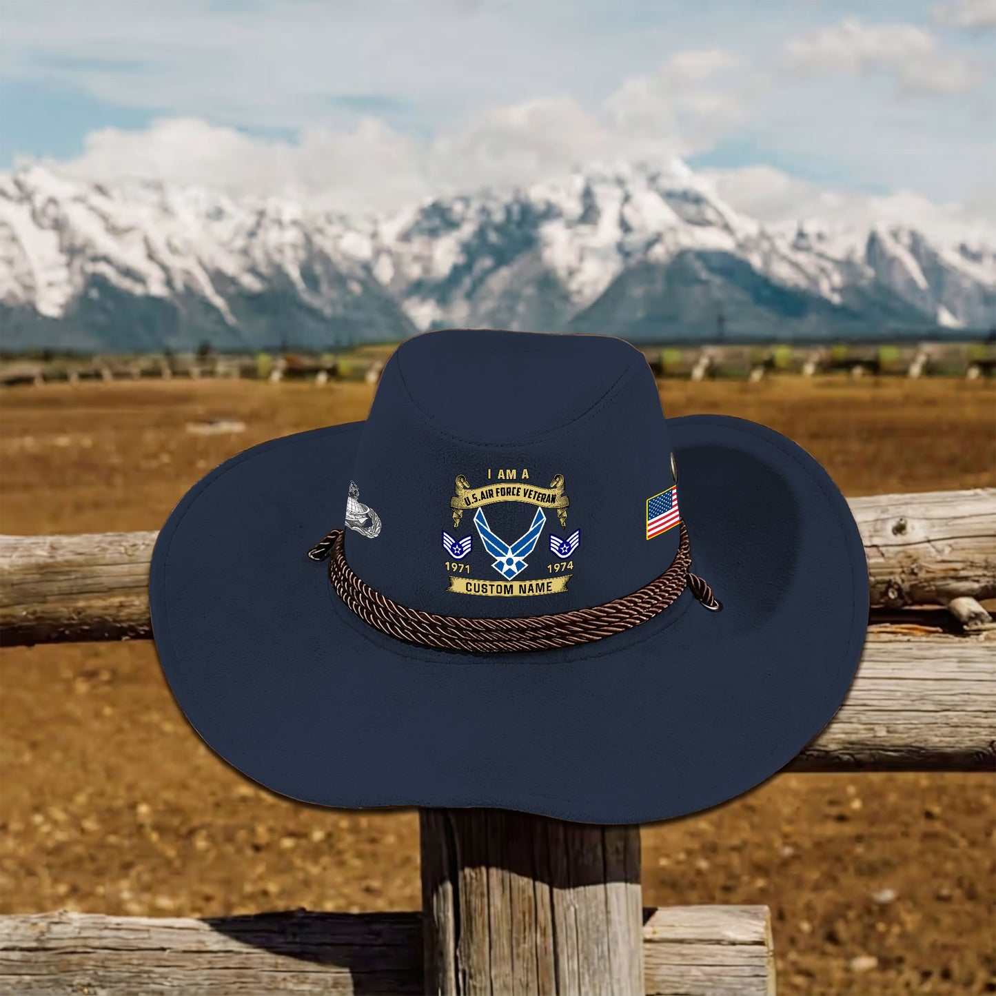 Air Force Badge - Personalized US Soldier/ Veteran With Rank, Name and Year Cowboy Hat - 1776902402