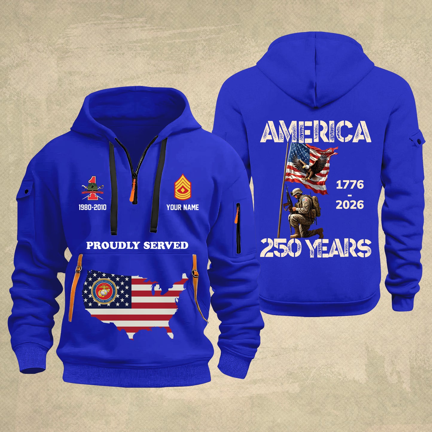 Marines Battalions - Personalized America 250 Years Zip Hoodie Multicolor, Custom U.S. Soldier Branch Hoodie, Happy Independence Day, 4th Of July Zip Hoodie - 1769040002