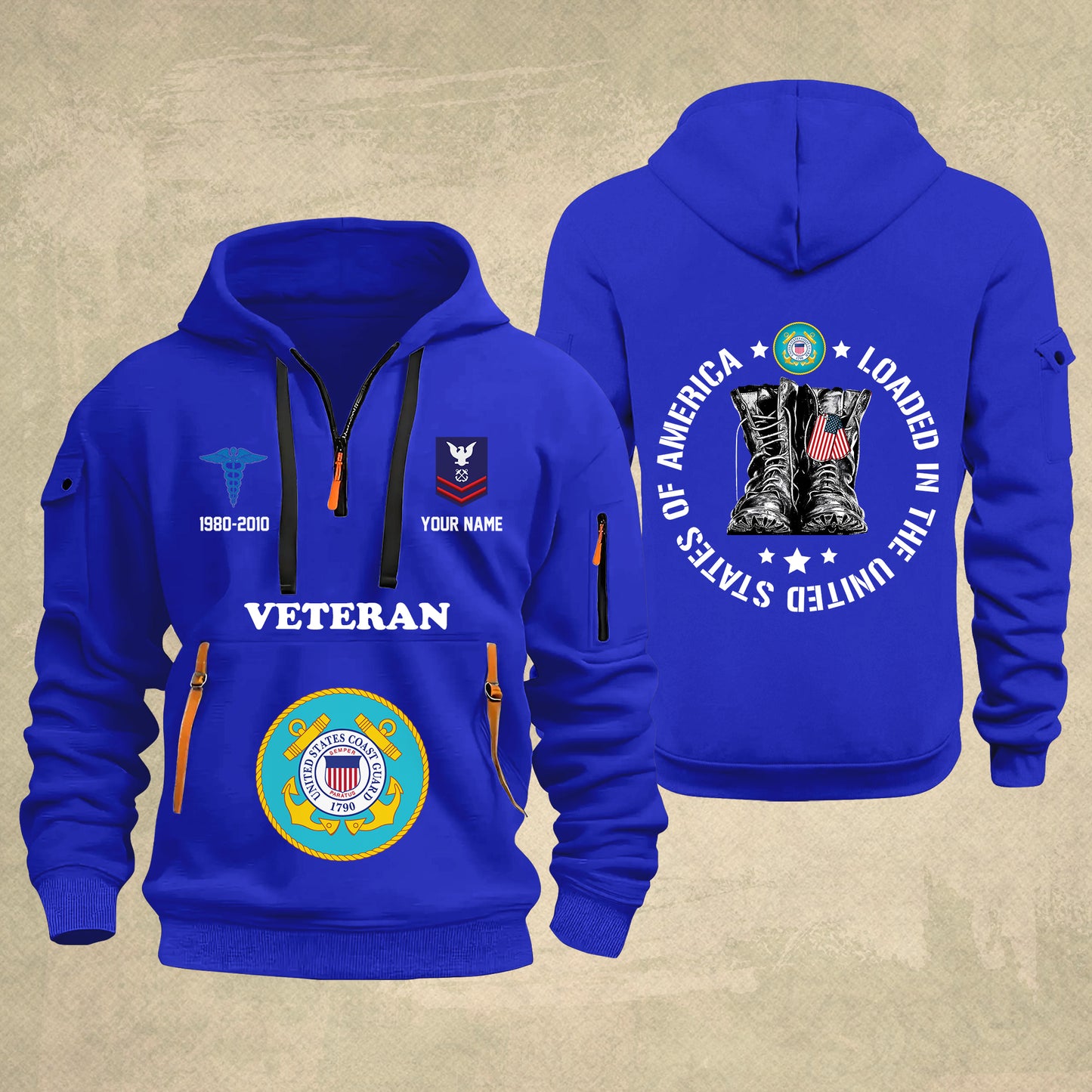 Coast Guard Rating - Personalized U.S. Military Zip Hoodie Multicolor With American Flag – Custom Veteran Hoodie – Independence Day Hoodie - 17689536