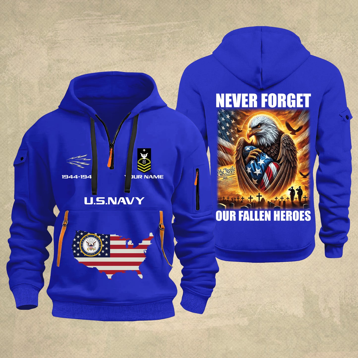 Navy Rating - Never Forget Our Fallen Heroes 250th USA – Personalized Zip Hoodie Multicolor, 4th of July Zip Hoodie Multicolor, Custom Military Zip Hoodie Multicolor - 17692128