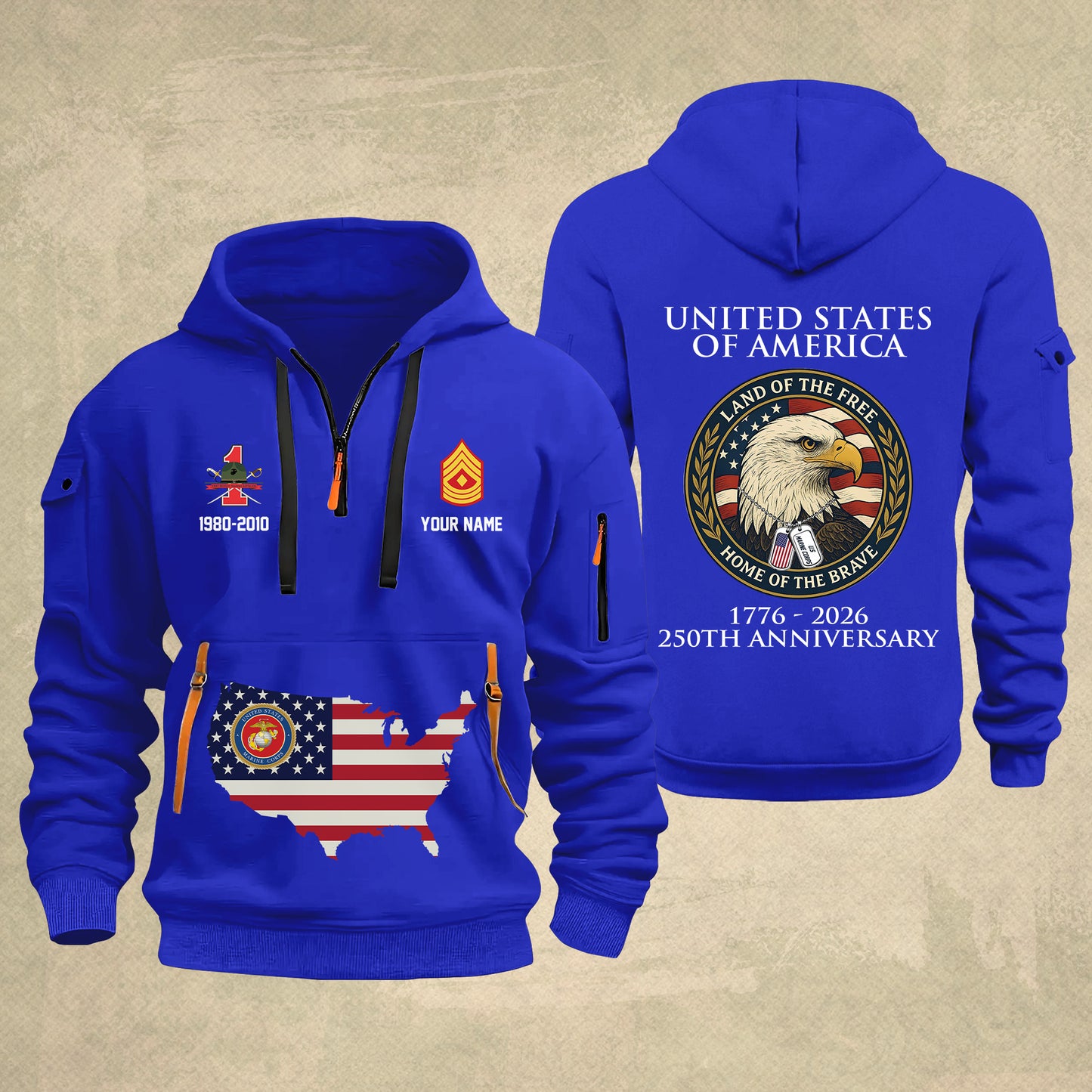 Marines Battalions - Personalized 250th America Anniversary Zip Hoodie Multicolor, Land Of The Free Home Of The Brave Zip Hoodie, Custom Military Branch Hoodie - 17691264