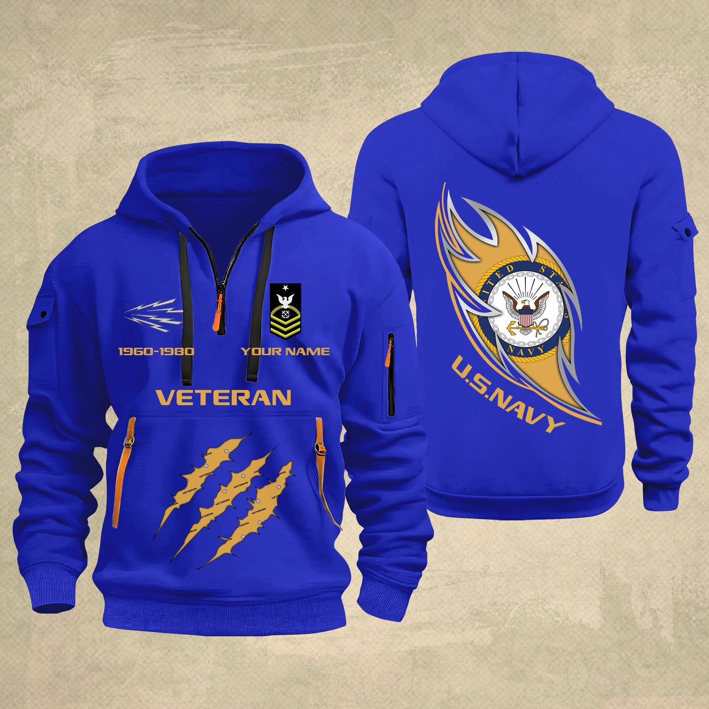 Navy Rating - Personalized US Soldier/ Veteran With Name And Rank Zip Hoodie Multicolor - 17361216