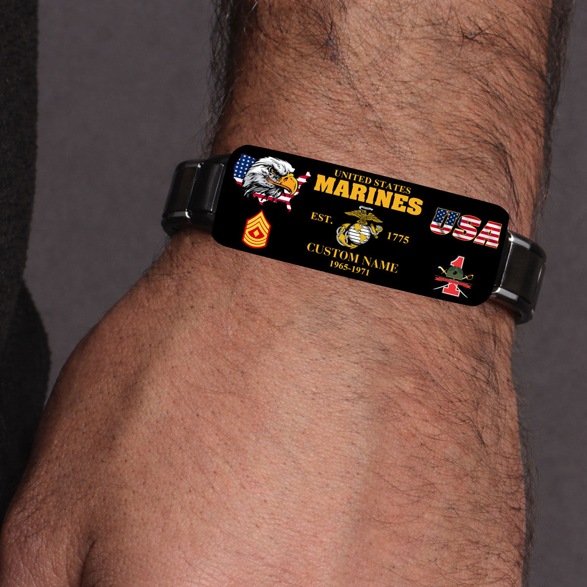 Marine Battalions - Personalized US Soldier/ Veteran With Rank, Name And Year Bracelet - 1776124802