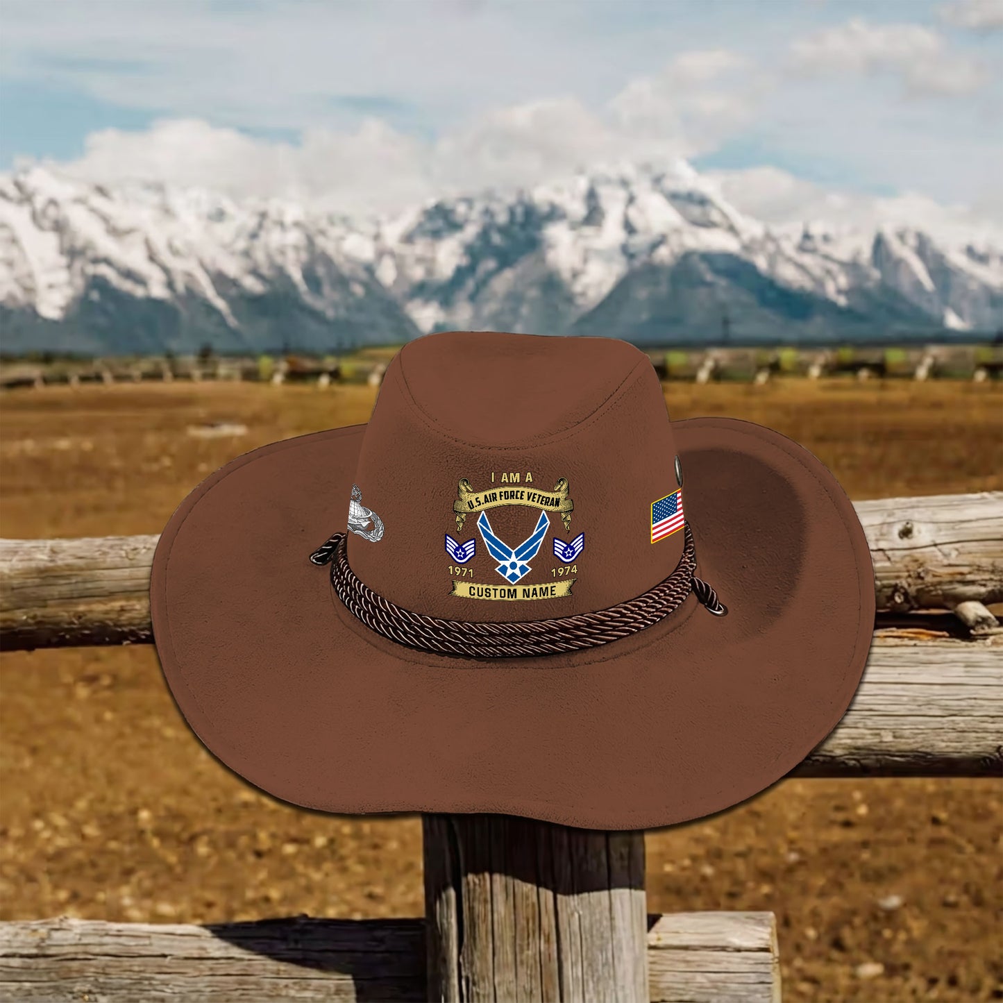 Air Force Badge - Personalized US Soldier/ Veteran With Rank, Name and Year Cowboy Hat - 1776902402