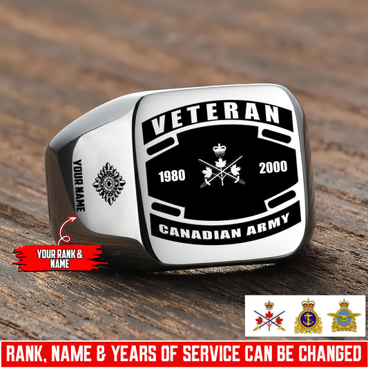 Personalized Canada Soldier/Veteran with Name, Year and Rank Engraved Men’s Ring - 17647200