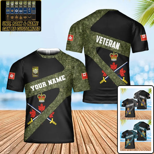 Personalized Canadian Soldier/ Veteran Camo With Name And Rank T-shirt 3D Printed  - 3001240001