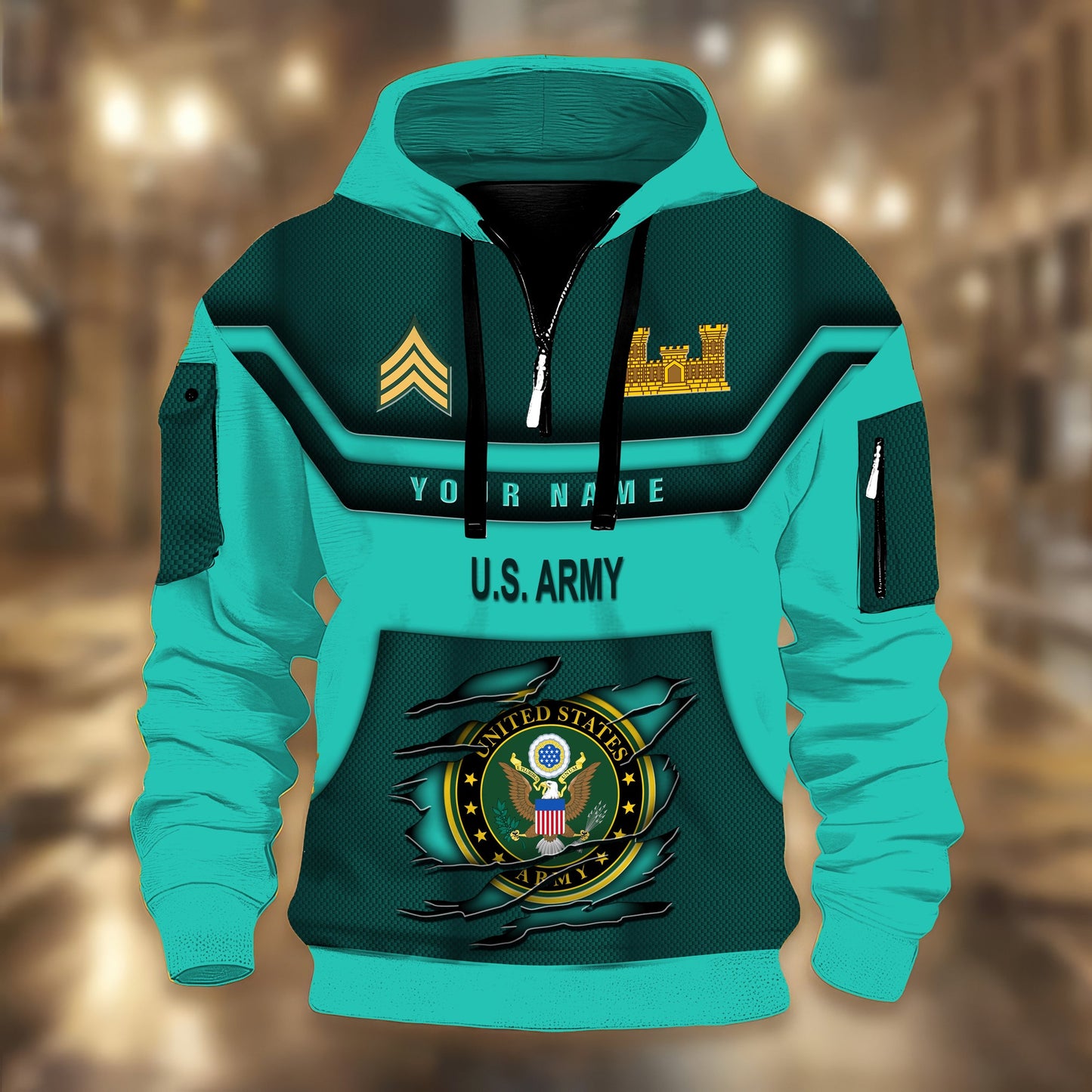 Army Branch - Personalized US Soldier/ Veteran 3D Half-zip Hoodie -17508096