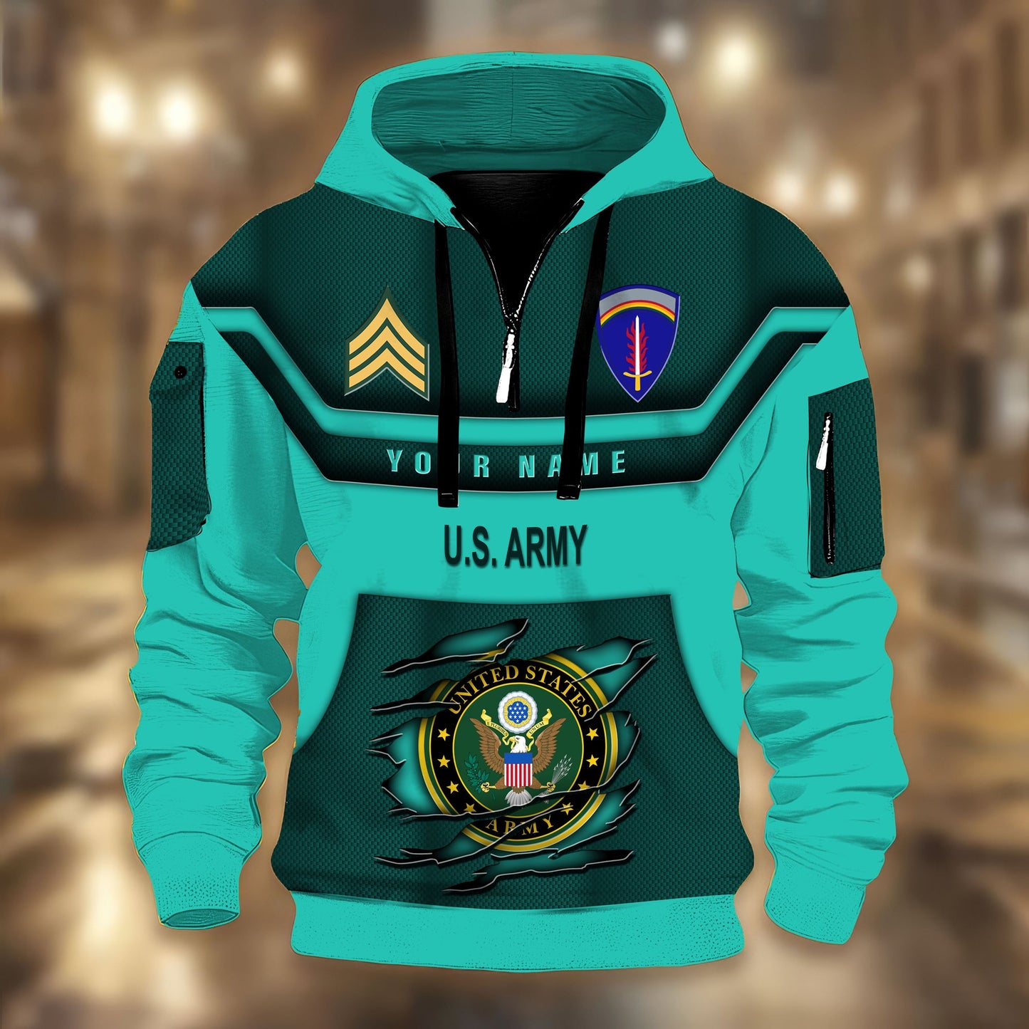 Army Division - Personalized US Soldier/ Veteran 3D Half-zip Hoodie -17508096