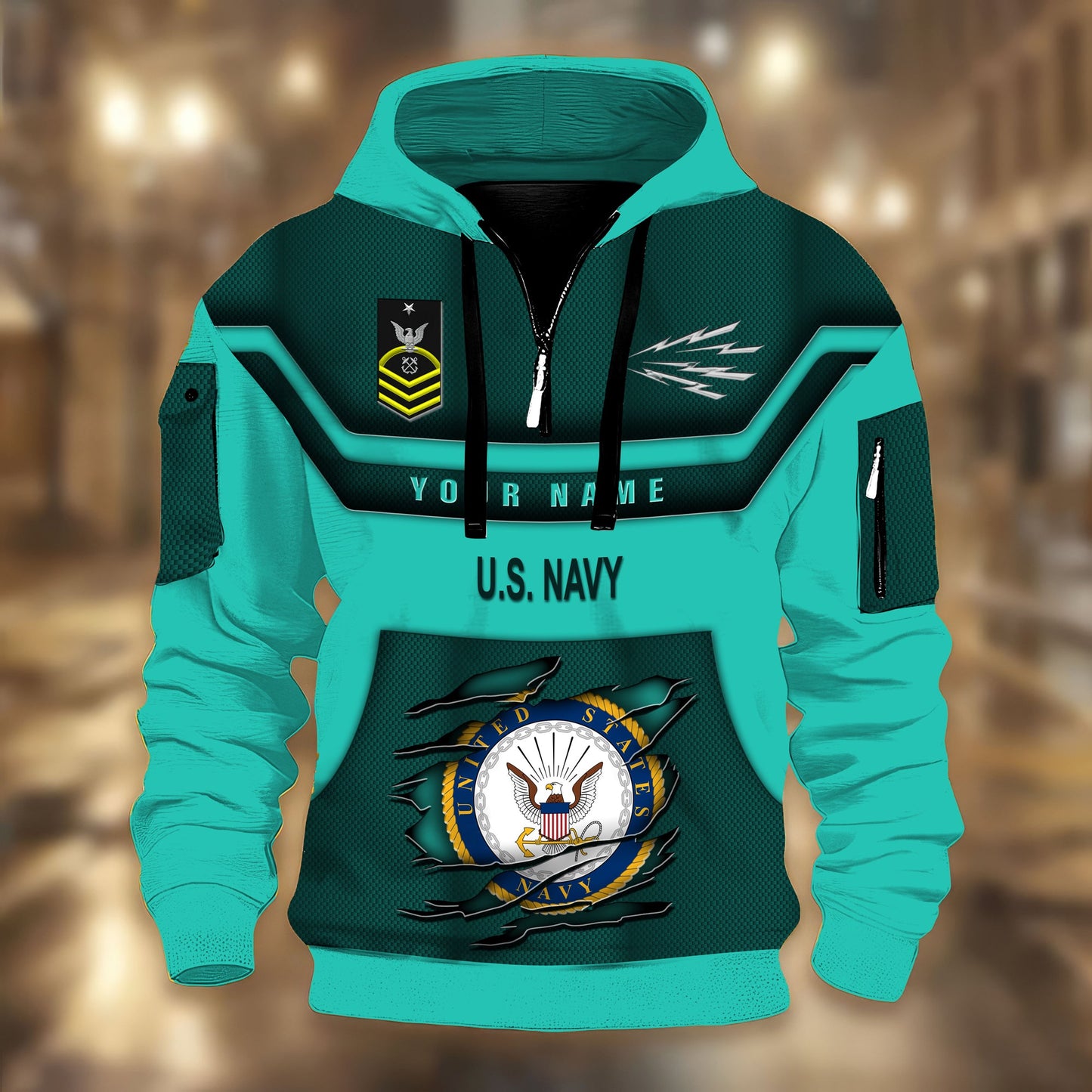 Navy Rating - Personalized US Soldier/ Veteran 3D Half-zip Hoodie -17508096