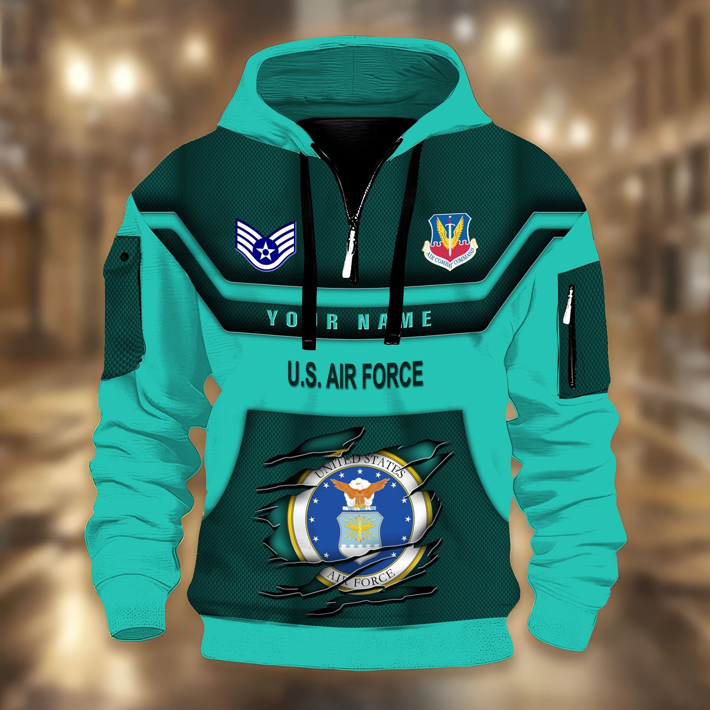 Air Force Command - Personalized US Soldier/ Veteran 3D Half-zip Hoodie -17508096