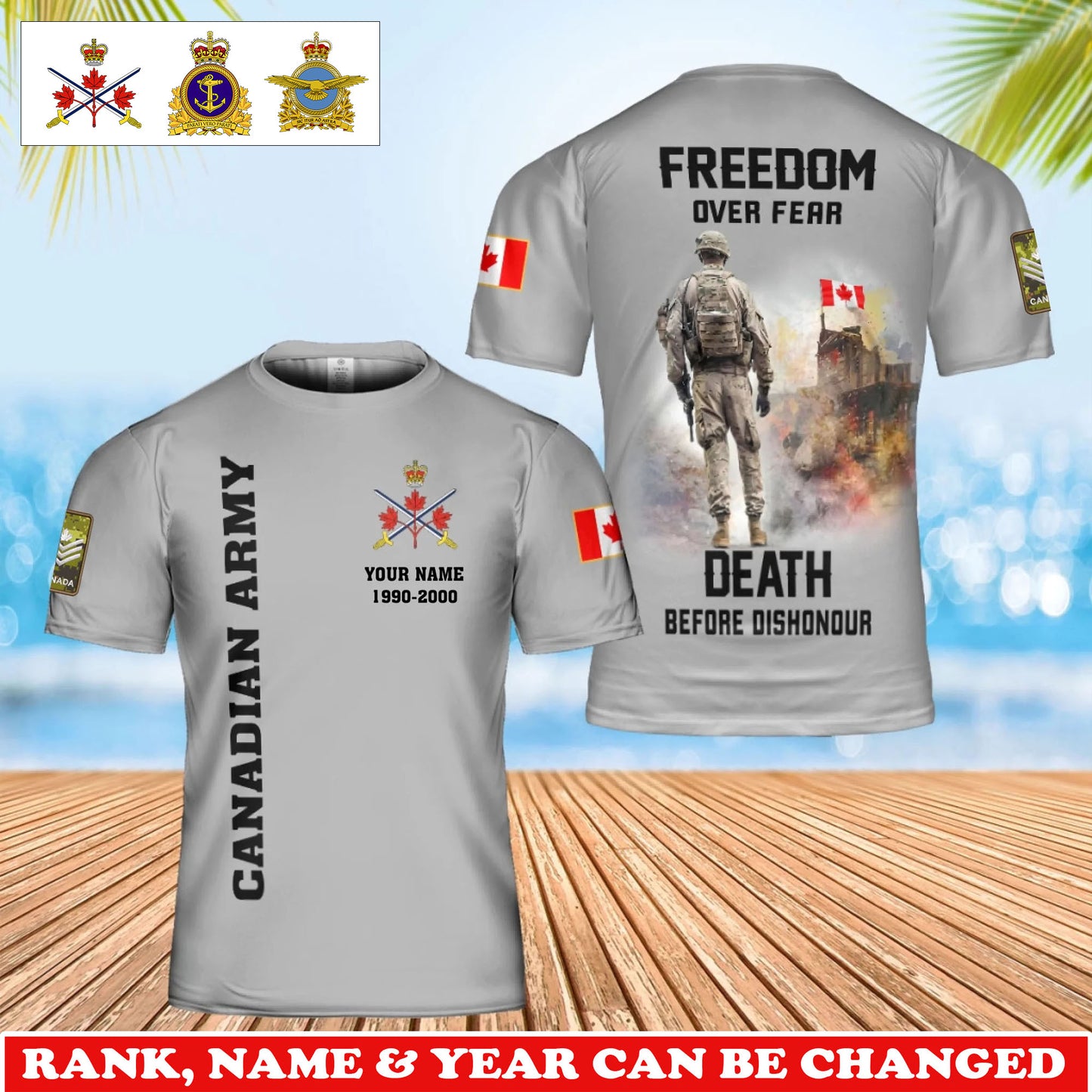 Personalized Canada Soldier/Veteran Camo with Rank, Name and Year T-Shirt All Over Printed - 17733600