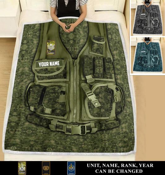 Personalized Canada Soldier/ Veteran With Rank And  Name Fleece Blanket 3D Printed - 17448480