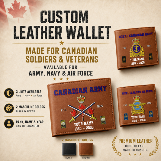 Personalized Canada Soldier/ Veteran With Rank, Year And Name Leather Wallet - 17441568
