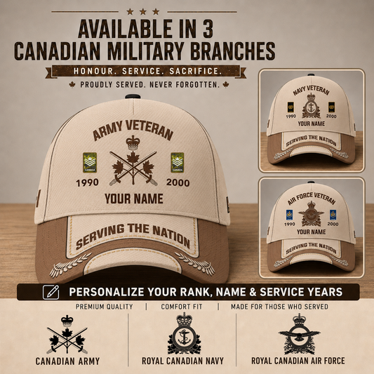 Personalized Name Year & Rank Canada Soldier/Veterans Baseball Cap - 1759968002