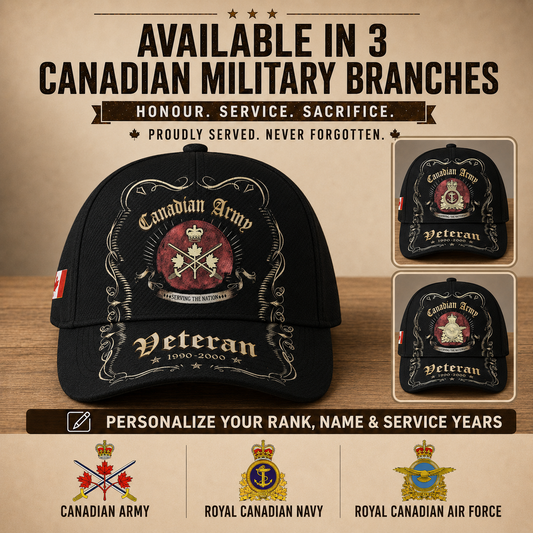 Personalized Name, Year & Rank  Canada Soldier/Veterans Baseball Cap - 1759795208