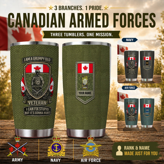 Personalized Canada Veteran/ Soldier With Rank And Name Camo Tumbler - 17727552