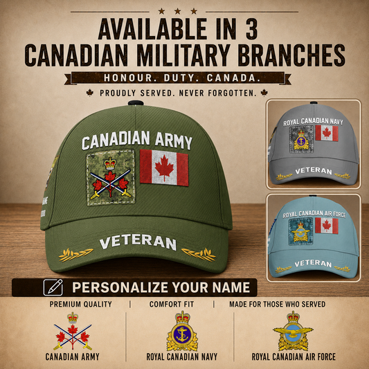 Personalized Rank, Year And Name Canada Soldier/Veterans Baseball Cap - 17236800
