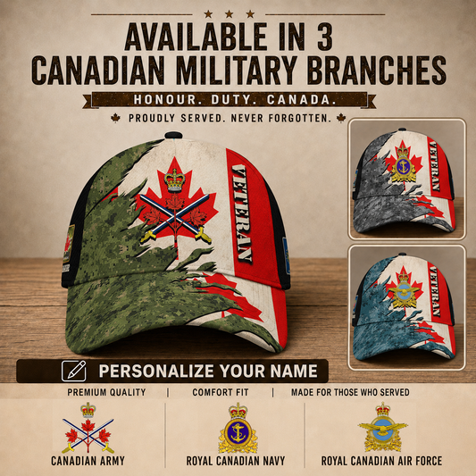 Personalized Name & Rank Canada Soldier/Veterans Baseball Cap - 1759881604