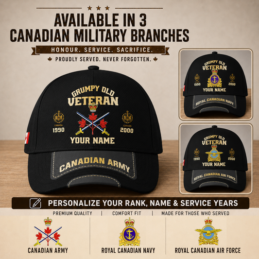Canadian Veteran Cap – Customizable Rank, Name and Year - 1757376005