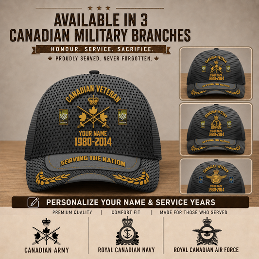 Personalized Name, Year & Rank Canada Soldier/Veterans Baseball Cap - 1759881603