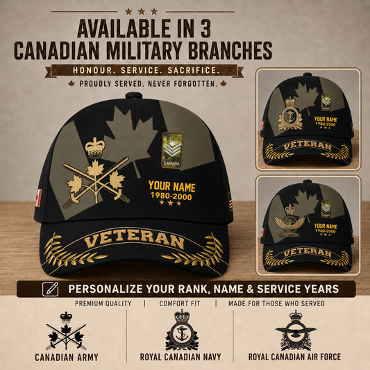Personalized Name Year & Rank Canada Soldier/Veterans Baseball Cap - 1759968004