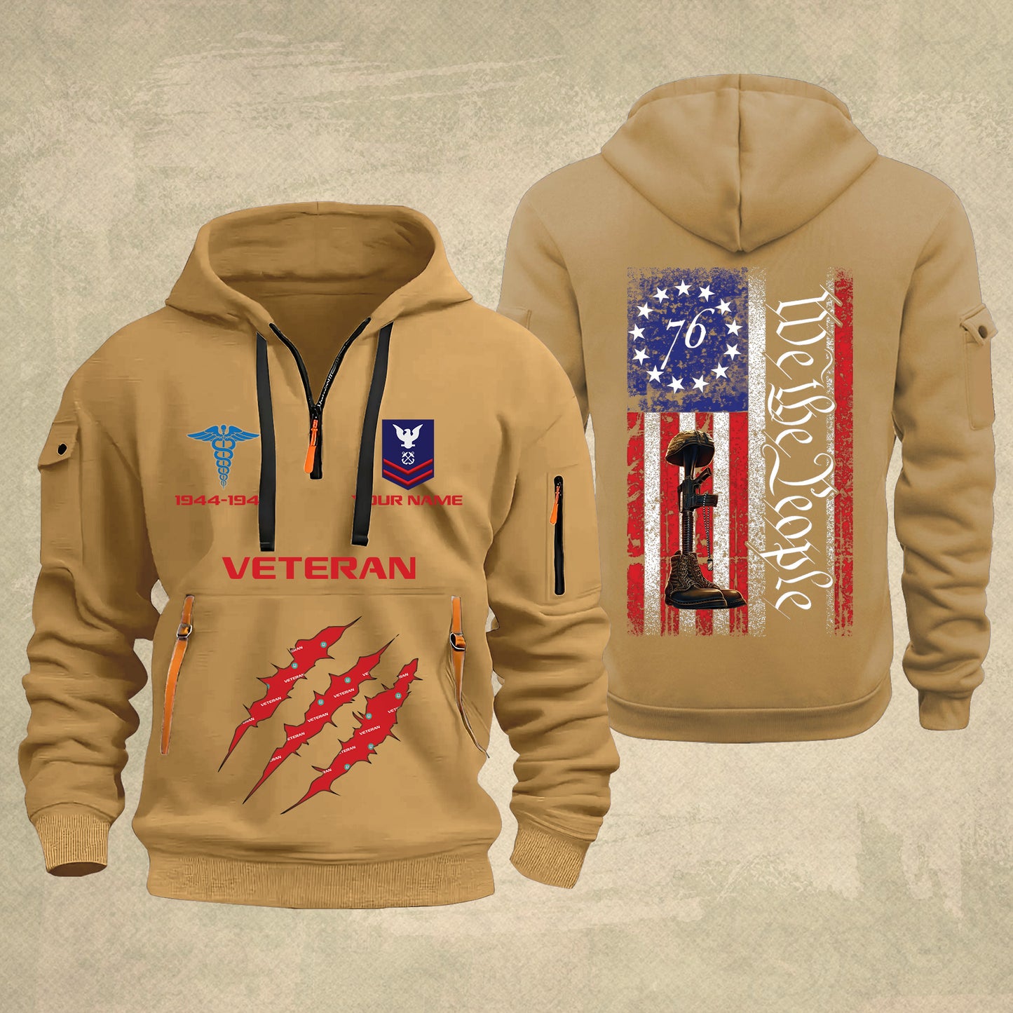 Coast Guard Rating - Personalized We The People 250th USA Zip Hoodie Multicolor – Custom Military Branch, 1776–2026, Custom Name - 17690400