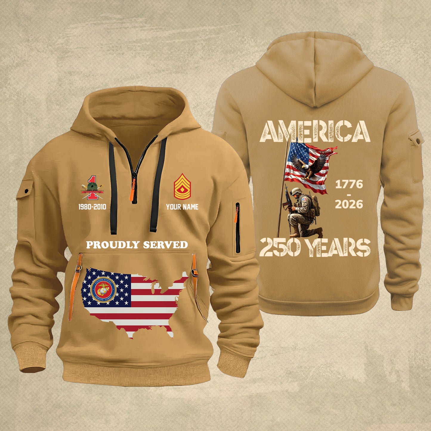 Marines Battalions - Personalized America 250 Years Zip Hoodie Multicolor, Custom U.S. Soldier Branch Hoodie, Happy Independence Day, 4th Of July Zip Hoodie - 1769040002