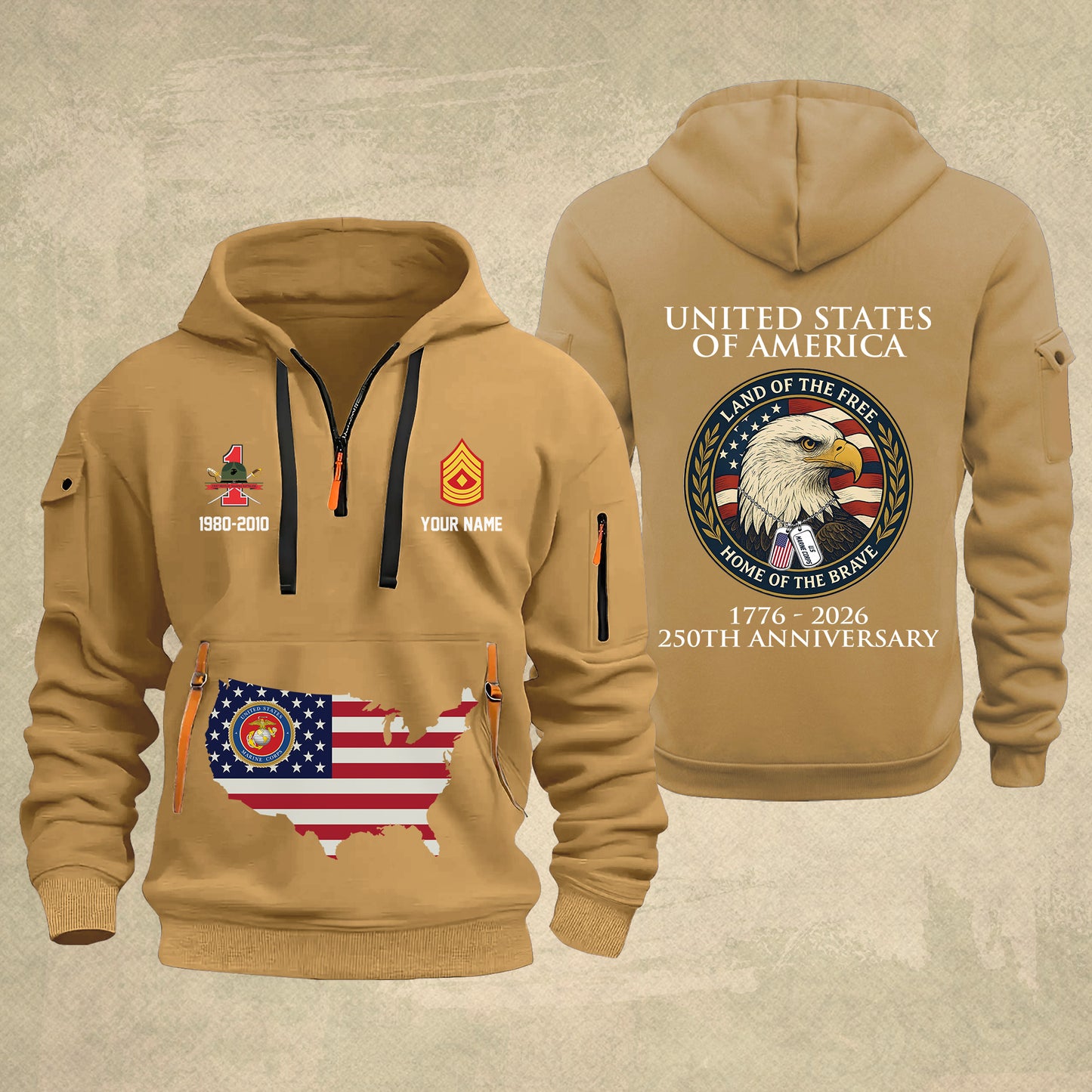 Marines Battalions - Personalized 250th America Anniversary Zip Hoodie Multicolor, Land Of The Free Home Of The Brave Zip Hoodie, Custom Military Branch Hoodie - 17691264
