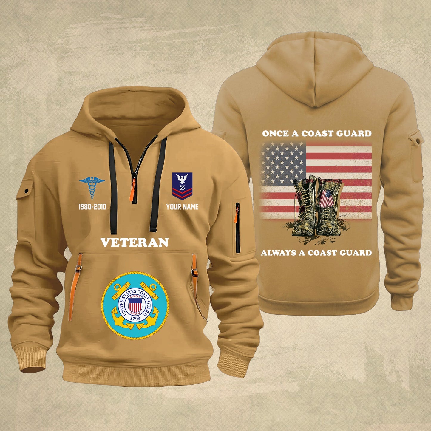 Coast Guard Rating - Personalized US Soldier/ Veteran With Name And Rank Zip Hoodie Multicolor - 17044128