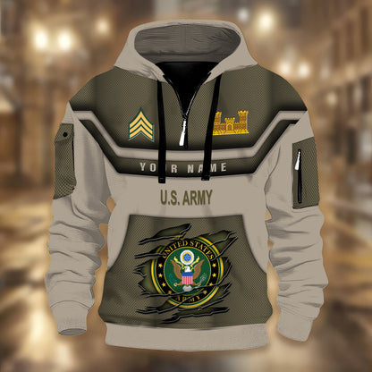 Army Branch - Personalized US Soldier/ Veteran 3D Half-zip Hoodie -17508096