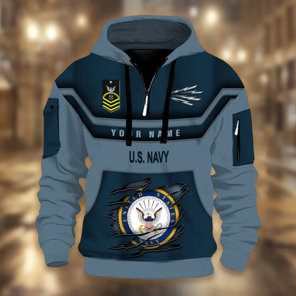 Navy Rating - Personalized US Soldier/ Veteran 3D Half-zip Hoodie -17508096