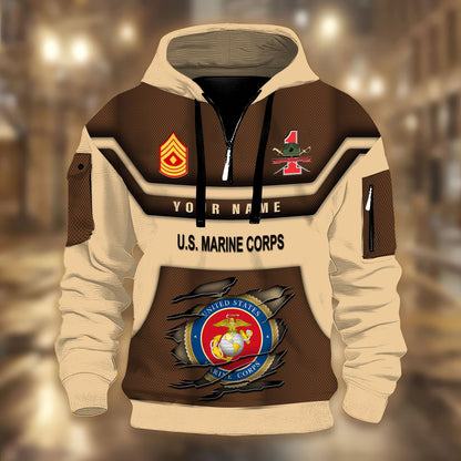 Marines Battalions - Personalized US Soldier/ Veteran 3D Half-zip Hoodie -17508096