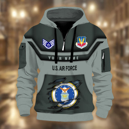 Air Force Command - Personalized US Soldier/ Veteran 3D Half-zip Hoodie -17508096