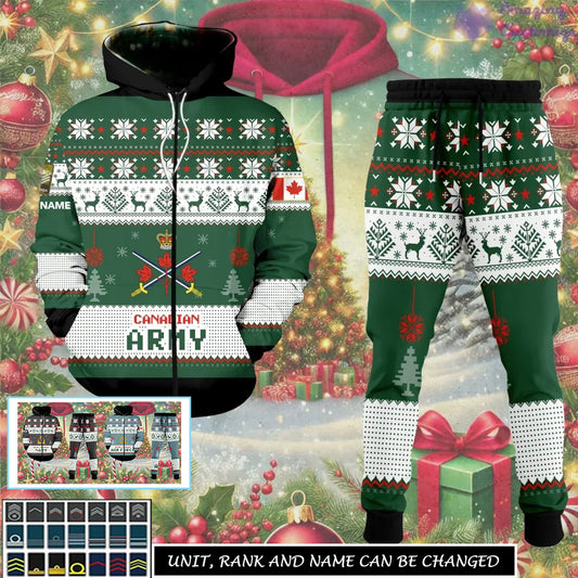 Personalized Canada Soldier/Veteran with Rank And Name Combo Zip Hoodie + Jogger - 17301600