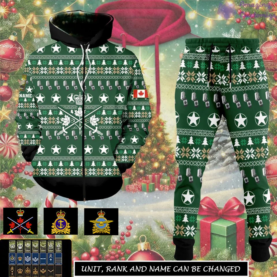 Personalized Canada Soldier/Veteran with Rank And Name Combo Zip Hoodie + Jogger - 17299008