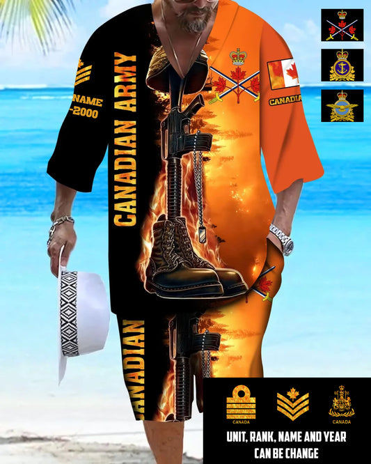 Personalized Canada Soldier/ Veteran With Name, Year And Rank Combo Top + Bottoms - 17284320