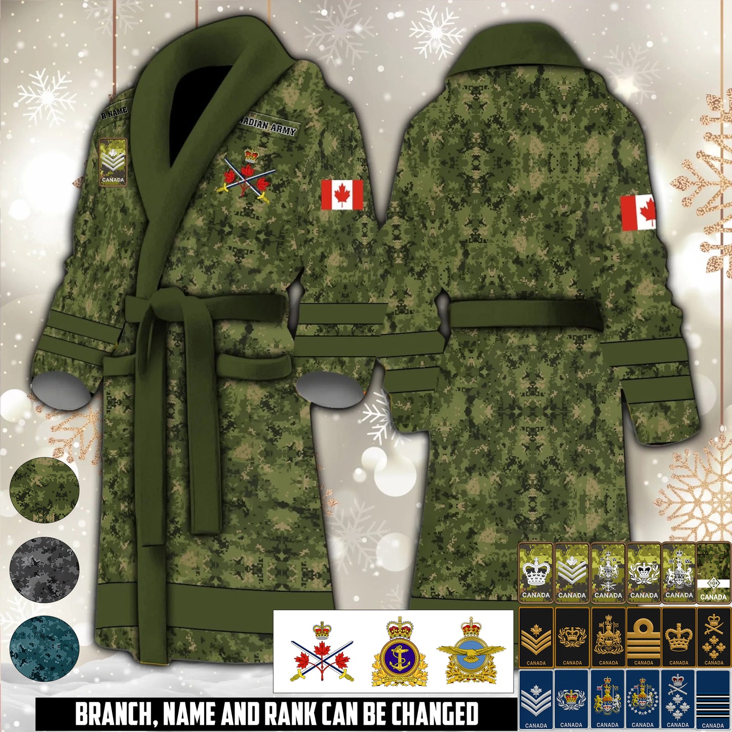 Personalized Rank And Name Canada Soldier/Veterans Bathrobe - 1764720001