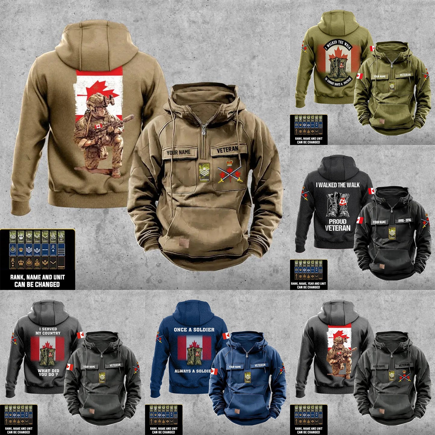 Canada Soldier/Veteran Vintage Hoodie All Over Printed
