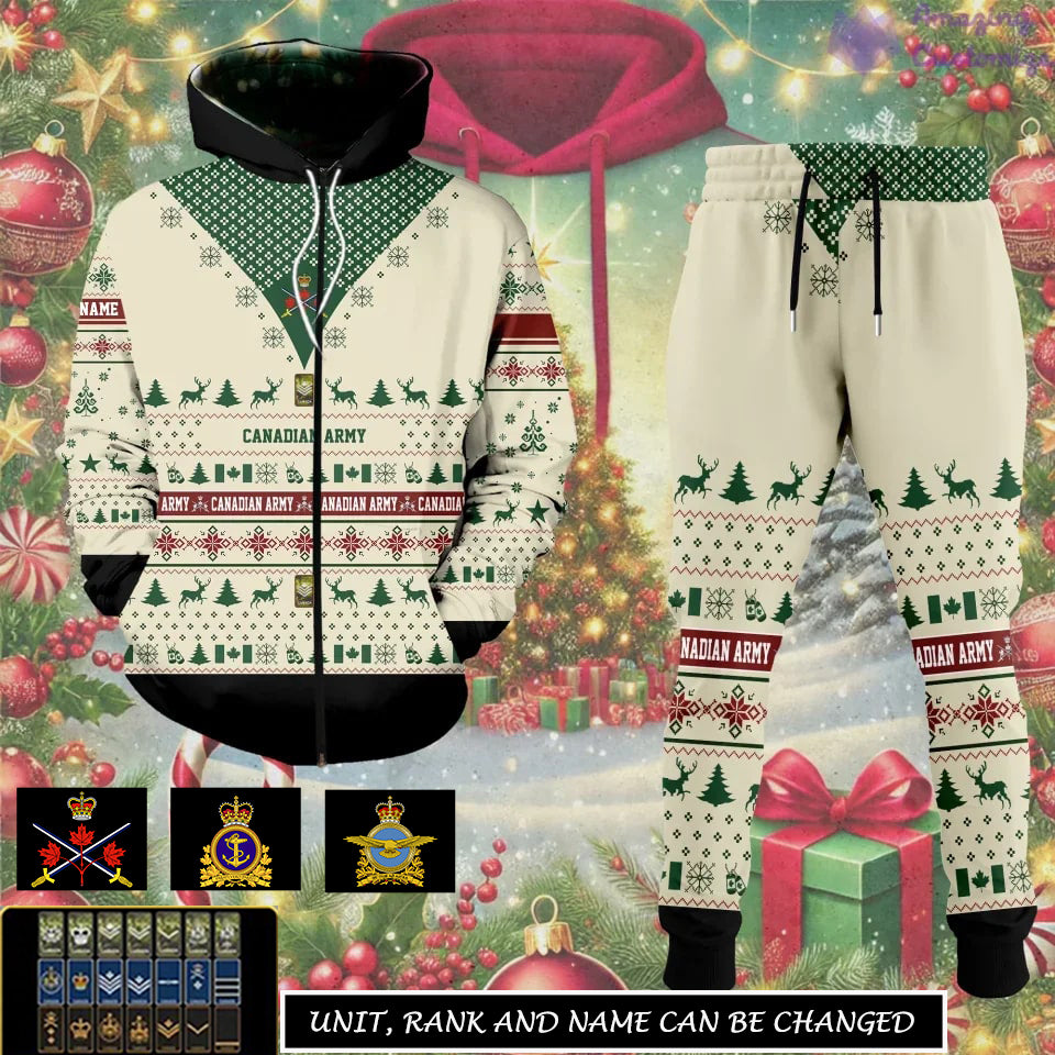 Personalized Canada Soldier/Veteran with Rank And Name Combo Zip Hoodie + Jogger - 17304192